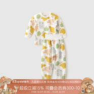aqpa【195g新疆棉】嬰兒內(nèi)衣套裝純棉衣服秋男女寶寶睡衣兒童秋衣秋褲 動物郊游（高腰） 120cm