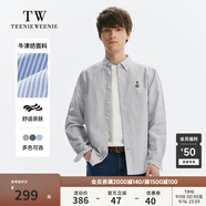 Teenie Weenie Men小熊男裝休閑條紋襯衫男夏季簡(jiǎn)約風(fēng)長(cháng)袖男襯衣 灰色 M 170