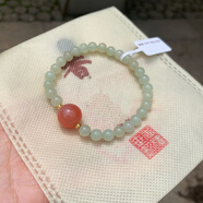 代杭州香積流通處手串海藍寶水晶平安瑪瑙天然佛珠?；垅徧m手鏈 和田玉晴水+鹽源瑪瑙_6mm_帶香ji 15.17cm