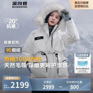 波司登極寒鵝絨羽絨服女款大毛領(lǐng)連帽短款收腰90絨百搭保暖外套