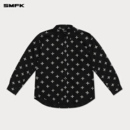 小紅書(shū)爆款十字古典襯衫CP003B/W 明星同款刺繡純色寬松上衣【合 黑花園CP003BG S 均碼