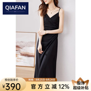 恰凡（QIAFAN）氣質(zhì)通勤連衣裙夏季2025V領(lǐng)收腰吊帶法式無(wú)袖內搭單穿中長(cháng)款裙子 黑色 M