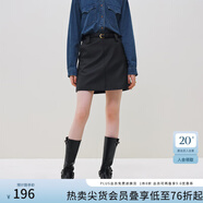 范思藍(lán)恩23FS14334a字半身裙女新款秋冬高腰pu皮裙絕美短裙 黑色 S