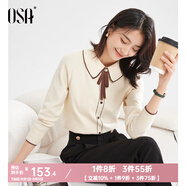 歐莎（OSA）千金小香風(fēng)減齡內搭娃娃領(lǐng)針織衫2025秋新款打底衫毛衣女上衣氣質(zhì) 杏色A L