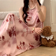 馨蘭芙曼棉綢連衣裙女外穿小個(gè)子吊帶棉綢睡裙海度假風(fēng)長(zhǎng)裙洋派直筒寬松顯 干干枯玫瑰HX2443吊帶 80-140斤以內(nèi) 均碼