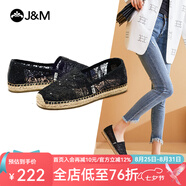 快樂(lè )瑪麗（J&M）單鞋女士漁夫鞋2025春夏季新款平底鏤空網(wǎng)面布鞋一腳蹬透氣女鞋 黑色（1961W） 39 245mm
