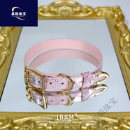 恒久葉項圈定制刻字女皮革choker頸帶鈴鐺骨頭掛件朋克風(fēng)原宿亞文化項鏈 糖果粉蛇紋項圈+牽引.&