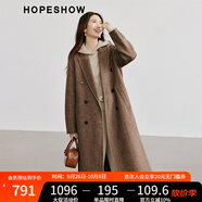 紅袖氣質(zhì)綿羊毛呢外套冬季2024新款女裝H型槍駁領(lǐng)復(fù)古顯瘦雙面呢大衣 拉格比褐033 M