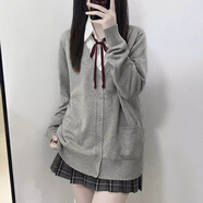 其他的  THE OTHER日系jk制服針織開衫學(xué)院風(fēng)甜美校供毛衣百搭長(zhǎng)袖外搭外套秋冬 220淺灰色 XS