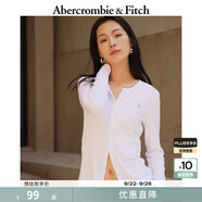Abercrombie & Fitch女裝經(jīng)典小麋鹿美式復(fù)古辣妹性感修身V領(lǐng)長(zhǎng)袖T恤KI139-5270 白色 S (165/92A)