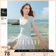 三彩獨(dú)醒2025秋季新款修身短款假兩件針織衫蝴蝶結(jié)圓領(lǐng)毛衣F 薄荷綠 XL 170/92A