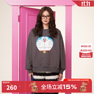 拉拉波波哆啦A夢(mèng)新款設(shè)計(jì)感減齡薄衛(wèi)衣女圓領(lǐng)寬松顯瘦高級(jí)上衣ABCD-WSTS18 灰色 M