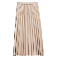 寺山文也 追影/精紡羊毛花式太陽褶秋冬大擺百褶長裙半身裙女 溫暖駝 S