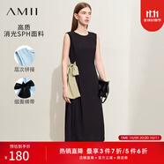 AMII女裝2025夏季新款優(yōu)雅通勤撞色綁帶圓領(lǐng)無袖連衣裙子女法 黑色 L 165/88A