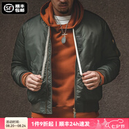 馬登工裝美式復古MA1飛行員棉服夾克男秋冬加厚棉襖棒球服上衣外套 綠色 L