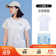 駱駝（CAMEL）運動速干T恤透氣寬松戶外休閑圓領情侶短袖夏季女款，白色L