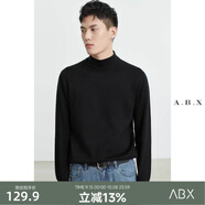 a.b.x秋冬季半高領(lǐng)毛衣男寬松韓版潮流毛衫男士加厚白色打底中領(lǐng)針織衫 黑色 M