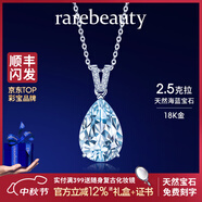 rarebeauty【生日禮物送女友老婆】海藍寶項鏈女寶石吊墜鎖骨鏈首飾時 2.5克拉海藍寶吊墜+金鏈