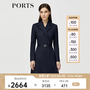 PORTS寶姿秋冬新品女裝長袖中長連衣裙ALM9N013LCF030 丈青-3 S (4)