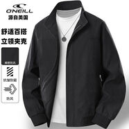 O'NEILL美國ONEILL品牌春秋純色立領(lǐng)夾克男士休閑百搭寬松翻領(lǐng)外套上衣 黑色 L 建議120-140斤