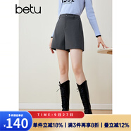 百圖betu女裝秋冬新款短褲ins風(fēng)簡(jiǎn)約時(shí)髦高腰闊腿短褲女2310T80 深灰 L