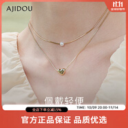 AJIDOU生日生日禮物阿吉豆簡(jiǎn)約休閑雙層疊戴項(xiàng)鏈生日禮物女 金色 45cm A款總長(zhǎng)B款總長(zhǎng)34.5cm