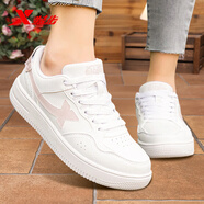 特步板鞋女鞋運動(dòng)鞋子女冬季新款韓版休閑鞋學(xué)生小白鞋官方旗艦滑板鞋 新白色/北極粉0064 40