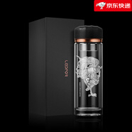 雷德夫（LEIDFOR）【聞戲起舞】雙層玻璃杯男士水杯杯子防摔茶杯 金鳴400ml