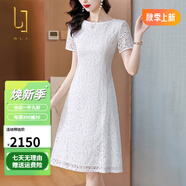 OLJ高檔品牌連衣裙女2025年夏季新款高級感時尚收腰淑女氣質(zhì)蕾絲裙子 白色 L 90-115斤
