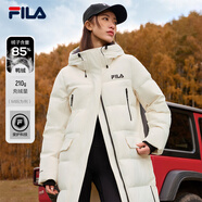 FILA 斐護科技|斐樂官方女裝長款羽絨服舒適保暖連帽外套 云菇白-WT S 160/80A