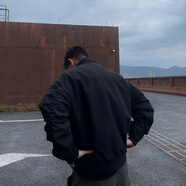 牧唯美式教練硬漢夾克男士秋季新短款復古沖鋒戶(hù)外工裝飛行外套上衣服 黑色 90%的買(mǎi)家選擇 XL [建議130-150斤]