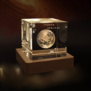 定制星空桌面月亮發(fā)光水晶球宇宙系列擺件藝術(shù)生日禮物女生男 [你出生那天的月亮]-月相定制需