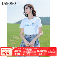 LAGOGO【涼感新疆棉】云朵白T恤女拉谷谷2025夏新款清爽短袖上衣 本白色 M