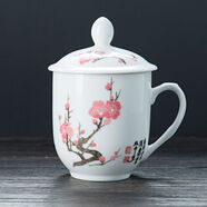 布丁瓷藝（BUDINGCIYI）布丁瓷藝醴陵釉下五彩陶瓷杯子創(chuàng)意帶蓋茶杯水杯辦公禮品會(huì)議室酒 200mL含-400mL含 梅花