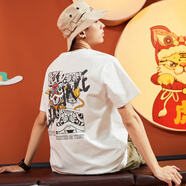唐獅（TonLion）2025夏季新款純棉短袖t恤男潮流國風圖案寬松百搭衣服打底衫t A款/本白- S
