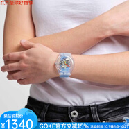斯沃琪（Swatch）藍色條紋鏤空表盤輕奢手表41MM百搭職場腕表SUOK156 Blue os