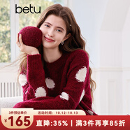 百圖betu女裝2025春季新款毛衣圓領寬松時尚大波點套頭毛衫女2501T02 紅色 M
