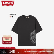 Levi's【特價(jià)來(lái)襲】李維斯情侶同款美式經(jīng)典印花針織休閑短袖T恤 炭黑色 S