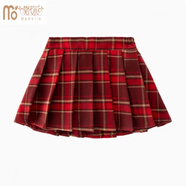 莫代爾女童半身裙紅色毛呢格子短裙秋冬裝韓版兒童學(xué)院風(fēng)百褶裙親子時(shí)尚 S25款呢子料(安全褲 松緊腰) 130 建議年齡5-6歲尺碼（適合120碼建議年齡