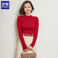 羅蒙（ROMON）羊毛衫女半高領(lǐng)毛衣秋冬內(nèi)搭洋氣緊身針織修身絲光棉長(zhǎng)袖打底衫 大紅色 S