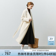 范思藍(lán)恩22FS4099西裝式雙面呢子大衣女中長款秋冬韓系羊毛呢外套 奶杏色 XS