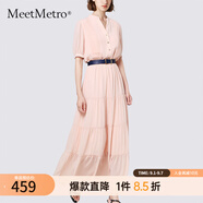 MeetMetro瑪依爾法式仙女連衣裙女2025秋新款高端氣質(zhì)純欲風(fēng)裙子禮服長裙 藕粉MG200423 M