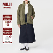 無印良品 MUJI 男女通用 羊羔絨 拉鏈夾克 毛絨加絨厚外套 秋冬季 卡其綠 XXS-XS