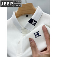 JEEP SPIRIT23夏新款純棉短袖t恤男士翻領(lǐng)休閑polo寬松爸爸短袖上衣潮 白色 (短袖款POLO衫) 4XL 190