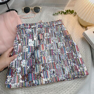 女童韓版亮片高腰短裙2025夏新款 彩色 100 cm