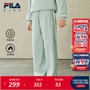 FILA【抗菌功能】斐樂兒童童裝2025年冬季新款女童中大童加絨長褲 果灰綠-GN 160