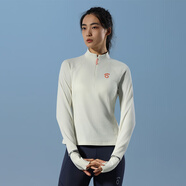 馬孔多（macondo）原創(chuàng  )單品｜加絨立領(lǐng)半開(kāi)拉鏈跑步上衣4代吸濕排汗骨白色女M