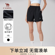 駱駝戶外運(yùn)動(dòng)短褲男士透氣寬松圓領(lǐng)休閑百搭跑步健身速干褲夏季 112黑色 女款 XL