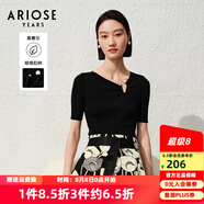 艾諾絲雅詩(shī)【商場(chǎng)同款】夏季新品高級珍珠扣袢套頭短袖毛針織衫30428172 黑色 L