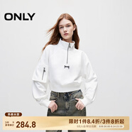 ONLY2024秋冬新款潮流休閑拉鏈立領(lǐng)短款衛衣女|12439S019 A43 奶油白色 S (160) 80A